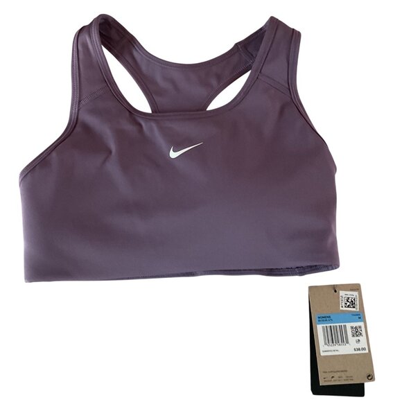 NWT Nike Swoosh Women Training Sports Bra Medium Lavender Purple Polyester Blend - Picture 1 of 9